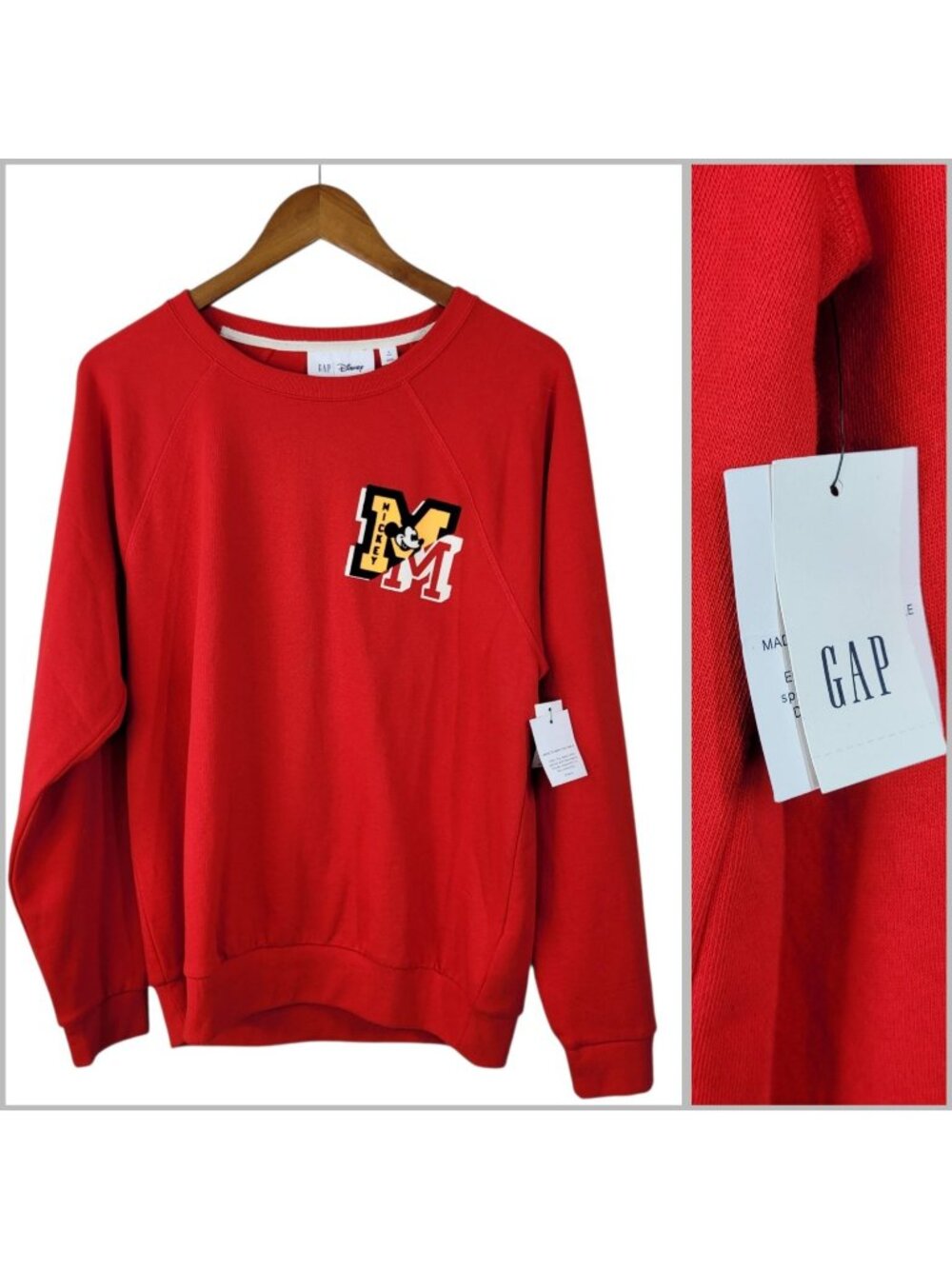 NEW GAP Disney Mens Small Tall Mickey Mouse Michigan U Of M Pullover Sweatshirt